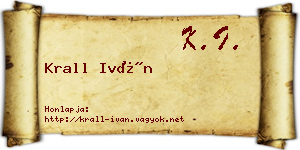 Krall Iván névjegykártya